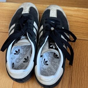 Adidas Kids Black and Cream Sneakers